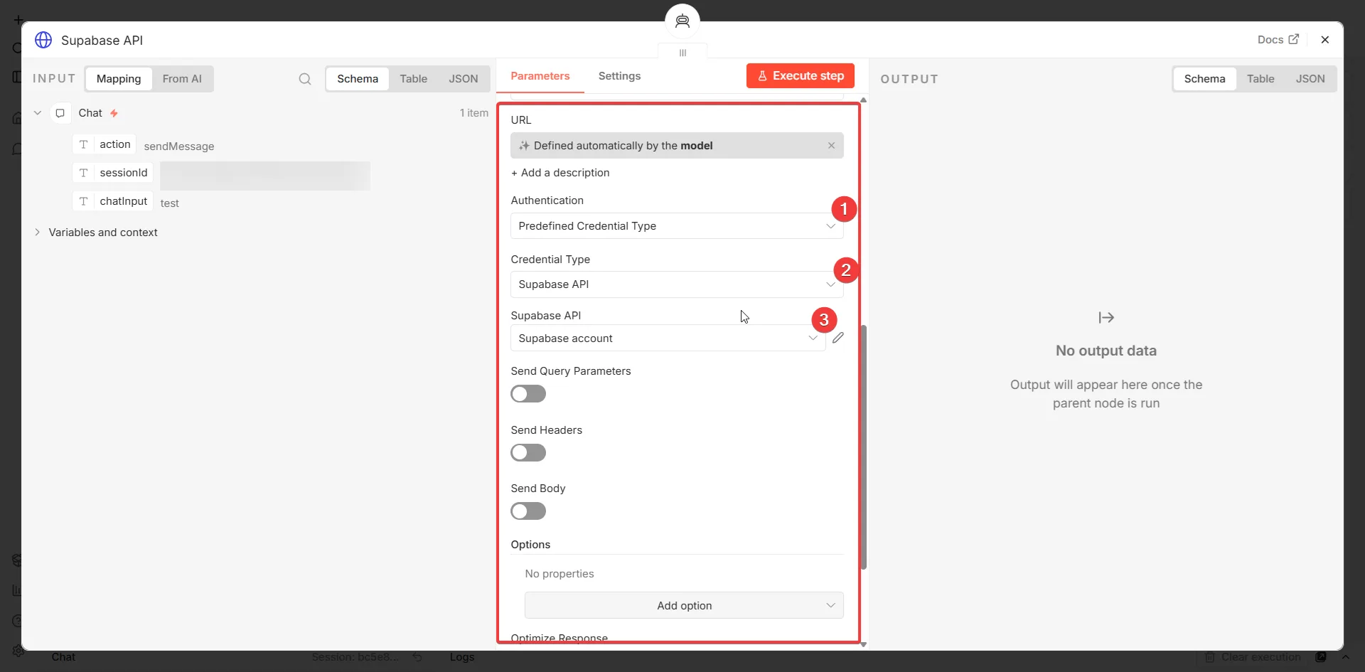 Autentykacja Supabase API przez credentials w n8n